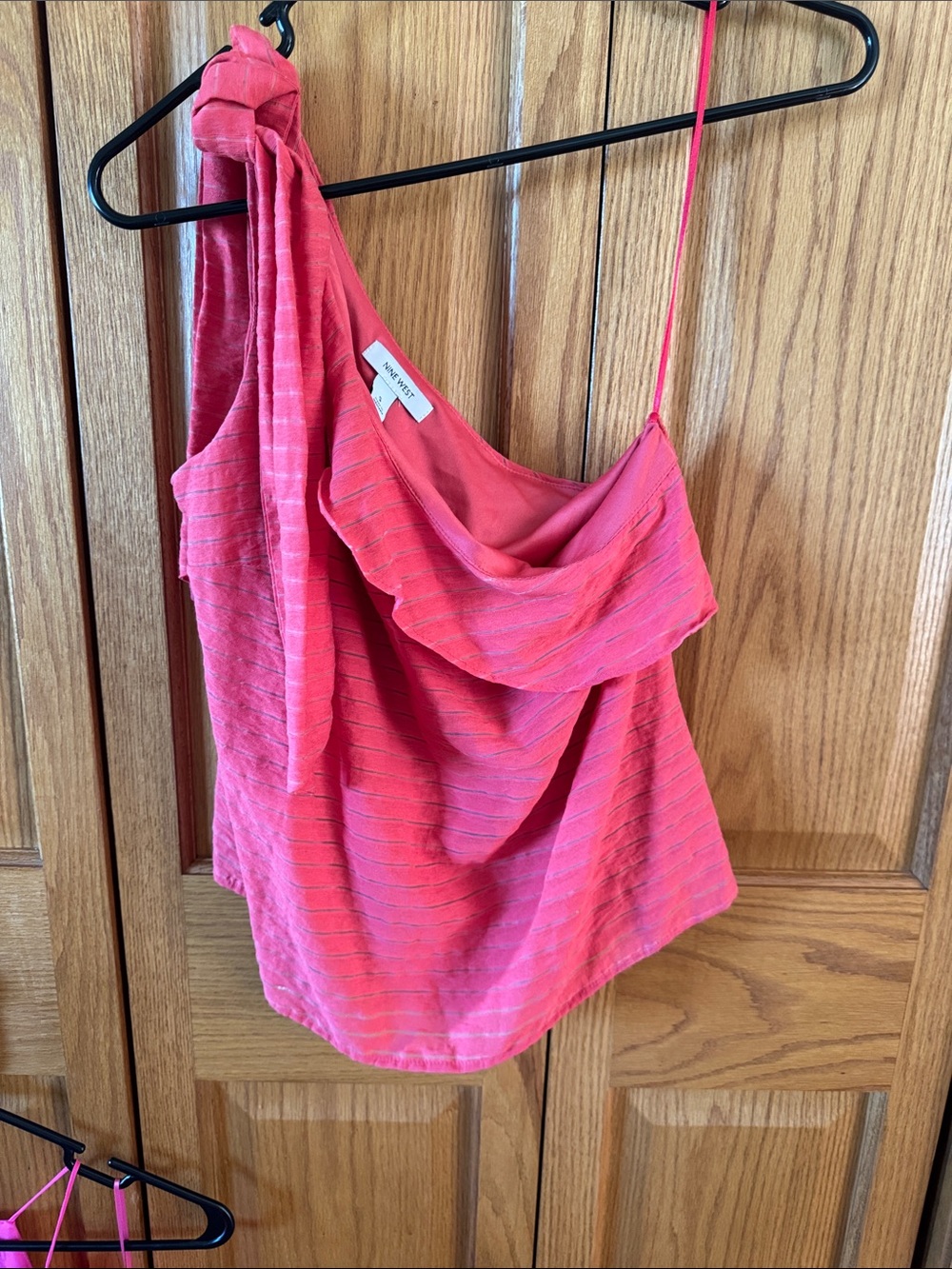 Nine West Coral/Pink One-Shoulder Draped Tank Top size Smsll